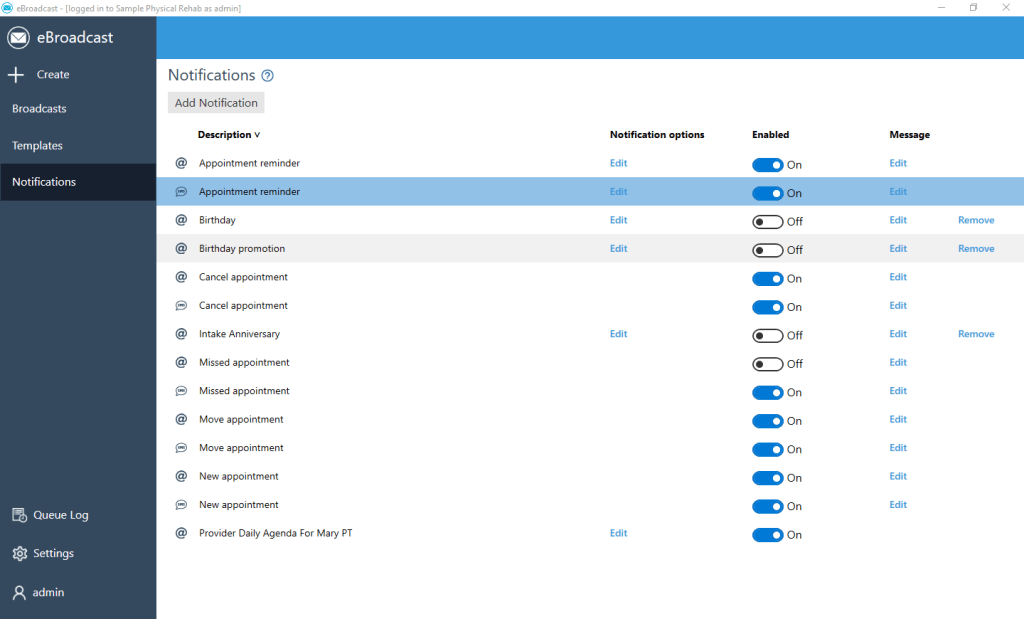 universal office ebrodcast notifications